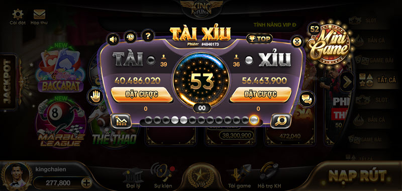 tỉ lệ trả thưởng Tài Xỉu Kingfun